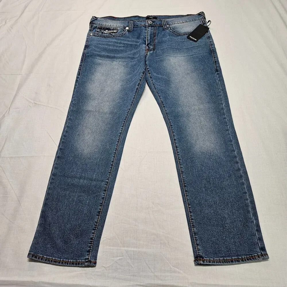 True Religion Geno Relaxed Slim Big T Flap Jeans Blue Size 40x32